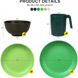 Set de vesela Greentainer, plastic, multicolor, 24 piese