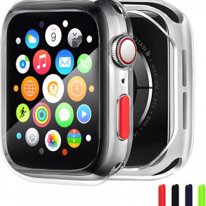 Set husa si folie de protectie pentru Apple Watch ZXK CO, silicon/sticla, transparent, 40 mm