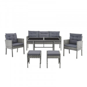 Set lounge Soffren, ratan, 6 piese, gri