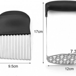 Set taietor/zdrobitor de cartofi YingCaiXu, otel inoxidabil, argintiu/negru