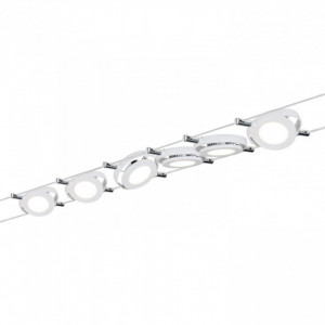 Sistem de cablu LED Mac III silicon / crom, 6 becuri, alb, 230 V, 2700 K