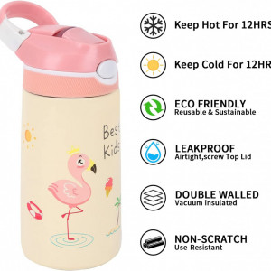Sticla de apa pentru copii Jodsen, otel inoxidabil, multicolor, 400 ml, 18,6 x 7,5 cm
