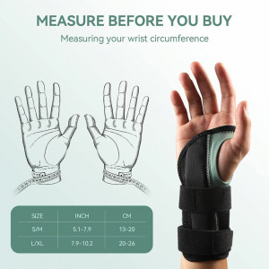 Suport pentru incheietura mainii AGPTEK, dreapta, negru textil/aluminiu, S, 13-20 cm