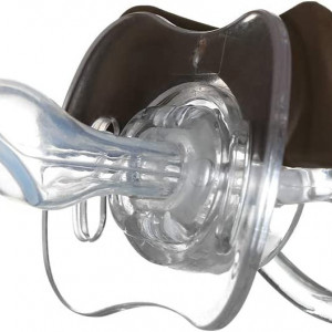 Suzeta pentru copii Decdeal, silicon, maro/transparent, 6 luni +