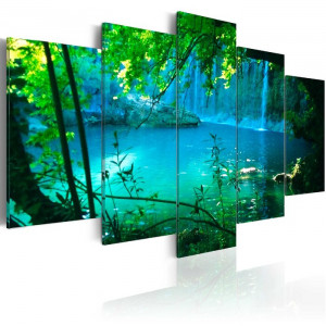 Tablou 'Turquoise Seclusion', panza, verde/albastru, 50 x 100 x 1,4 cm