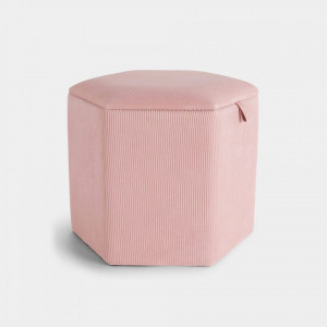 Taburet hexagonal cu spatiu de depozitare, roz, 45 x 42 x 40 cm