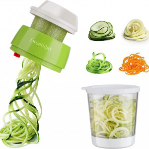 Taietor manual pentru legume Sweetiday, plastic/otel inoxidabil, alb/verde/transparent, 15 x 8,4 cm
