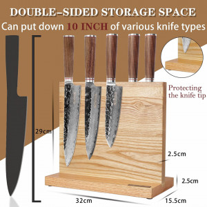 Bloc magnetic pentru cutite YOUSUNLONG, lemn, natur, 32 x 15,5 x 29 cm
