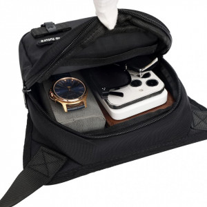 Borseta Gutriff, panza Oxford, negru, 16 x 7 x 26 cm