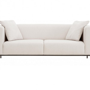 Canapea Carrie cu 3 locuri, lemn masiv+PAL, bej, 202 x 78 x 86 cm