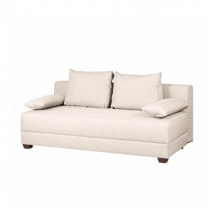 Canapea extensibila cu arcuri boxspring Dingo tesatura/lemn, crem, 202 x 85 x 110 cm