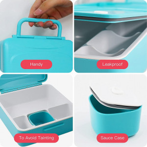 Caserola pentru pranz Victarvos, albastru/alb, plastic, 1,3 L, 18 X 18 X 7 cm