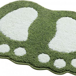 Covoras de baie FHSFG, microfibra/cauciuc, verde/alb, 40 x 60 cm