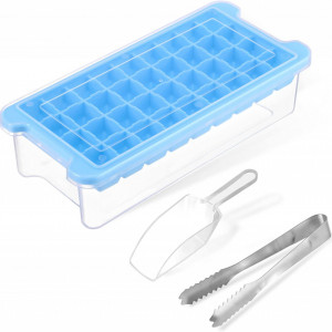 Forma pentru cuburi de gheata AcrossSea, plastic/silicon, transparent/albastru, 11,5 x 26 x 6 cm