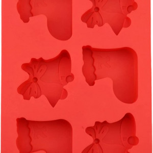 Forma pentru prajituri de Craciun DYWW, rosu, silicon, 25.8 x 17 x 2.5 cm
