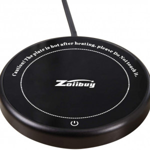 Incalzitor electric pentru bauturi Zoiibuy, aluminiu/sticla, negru/alb, 11,6 cm