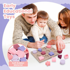 Jucarie educativa pentru bebelusi Jocossol, silicon, multicolor, 18 x 13,5 cm