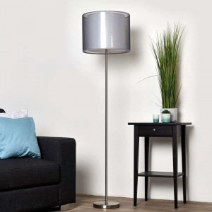 Lampadar Nica, metal/tesatura, argintiu/gri, 40 x 160 cm