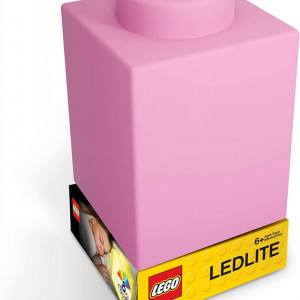 Lumina de noapte in forma de LEGO IQ, silicon, roz, 7,6 x 7,6 x 11,5 cm