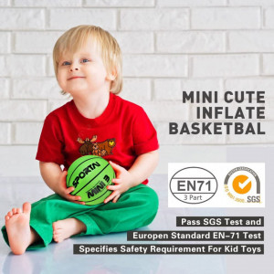Mini minge de baschet Baby Bites, PVC, verde/negru, 12,7 cm