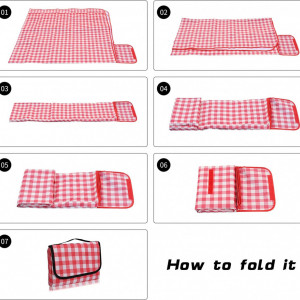 Patura picnic TKLake, PVC, rosu/alb, 200 x 200 cm