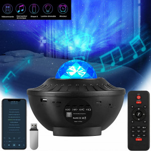 Proiector Kotezu, LED, Bluetooth si telecomanda, plastic, negru