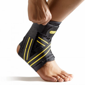 Protectie glezna pentru entorsa AGPTEK, negru/galben, textil, L