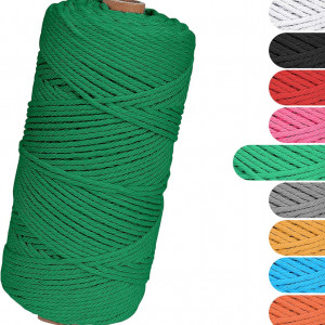 Rola macrame jijAcraft, bumbac, verde, 100 m x 3 mm