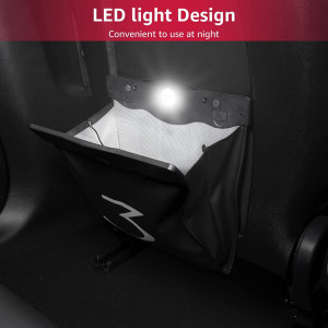 Sac de gunoi auto model Tesla 3 BASENOR, LED, piele sintetica, negru