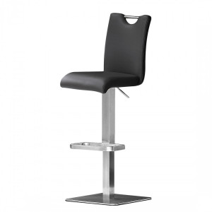 Scaun bar Ed cu baza patrata, imitatie piele/metal, negru, 42 x 97 x 52 cm