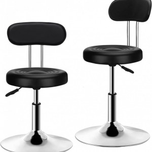 Scaun de bar PenghaiYunfei, metal/piele PU, argintiu/negru, 39,9-53,9 x 32,2 cm