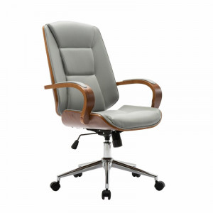 Scaun de birou Turco, piele ecologica, gri/maro/crom, 62 x 67 cm