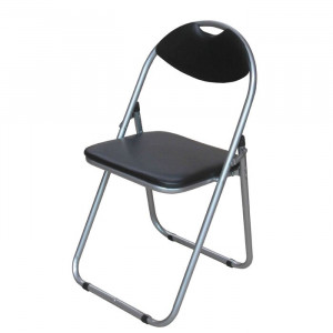 Scaun pliabil, metal, negru/argintiu, 80 x 45 x 47 cm
