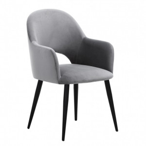 Scaun Rachel cu cotiere din catifea gri inchis, 87 x 47 cm