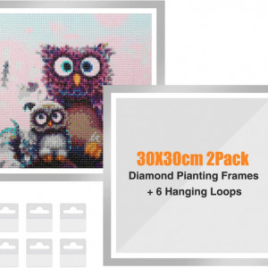 Set 2 rame magnetice pentru set creatie cu diamante RICUVED, PVC, argintiu, 30 x 30 cm