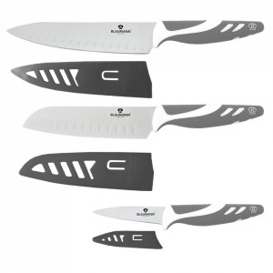 Set 3 cutite si 3 protectii Blaumann cu lama din otel inoxidabil, BL-5022, gri