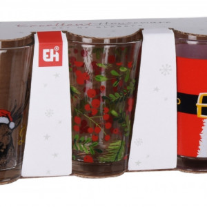Set 3 pahare Xmas, Karll, 225 ml, sticlă, multicolor