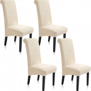 Set 4 huse de protectie pentru scaun TIANSHU, poliester/spandex, fildes, 50 x 50 x 75 cm