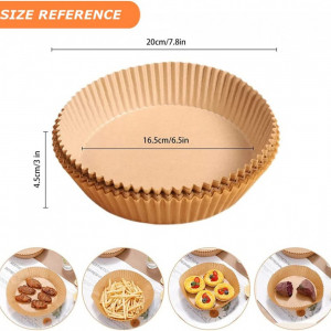 Set 50 bucati hartie de copt pentru friteuza MIUTME, hartie, bej, 16 cm