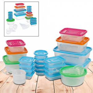 Set 52 piese Karll, 21 de caserole cu capac si accesorii, 35.5 x 31 x 9 cm, polipropilena, Multicolor
