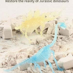Set cu schelet de dinozaur si kit de cautare Sipobuy, plastic, rosu, Fosila-Tyrannosaurus, 17,3 x 10,5 cm