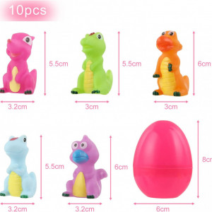 Set de 10 dinozauri si 10 oua pentru umplere de Paste LIHAO, plastic, multicolor, 3 x 6 cm / 6 x 8 cm