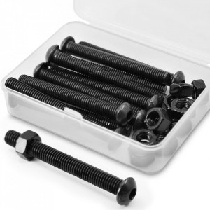 Set de 10 suruburi si piulite M8 MINHER, otel inoxidabil, negru, 70 mm