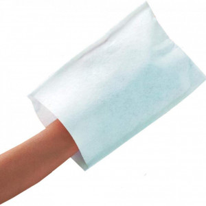 Set de 100 manusi pentru spalat de unica folosinta LPM, polipropilena, alb, 22 x 16 cm