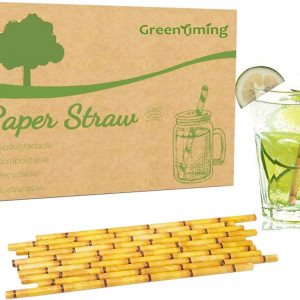 Set de 100 paie Greentiming, hartie, galben, 19,8 cm