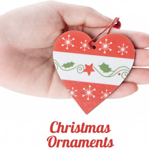 Set de 12 ornamente pentru brad Agoer, lemn, multicolor, 8-9 cm