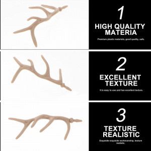 Set de 12 perechi de ramuri pentru omul de zapada BESTonZON, plastic, bej, 9 x 3 cm