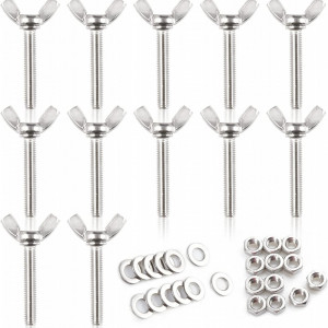 Set de 12 suruburi cu piulite LEONTOOL, otel inoxidabil, argintiu, M6x35mm