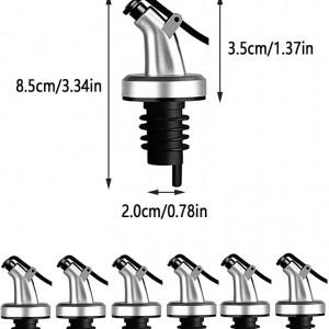 Set de 12 turnatoare pentru sticle, plastic/silicon, argintiu/negru, 8,5 x 3 cm