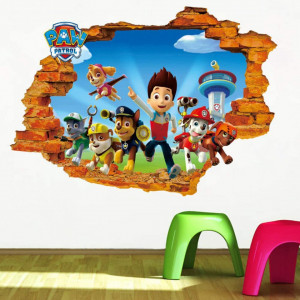 Set de 2 autocolante Paw Patrula Kibi, vinil, multicolor, 43 x 65 cm